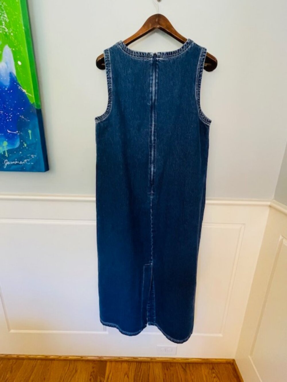 Vintage UNC Tar Heels Denim Jumper Dress NCAA Collegiate 90s Patch Shift Dress L - Picture 5 of 6
